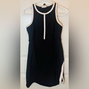 Chic Black and White Zip-Up Athletic Dress
